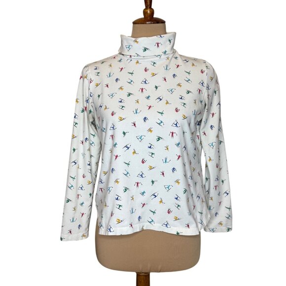 Vintage Talbots Cottagecore Turtleneck Top With Sking Small - Picture 1 of 7